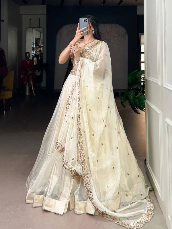 ELVINA Chanda Silk WHT Affordable lehenga choli distributors in Hyderabad
